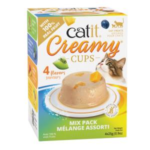 Mousse Catit Creamy Cups, Assortiment de Saveurs, 4 x 25 g